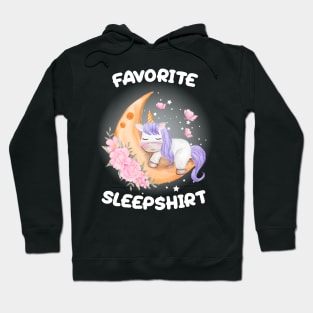 Cute Little Unicorn Sleeping on The Moon Nap Favorite Sleep time Pajama Hoodie